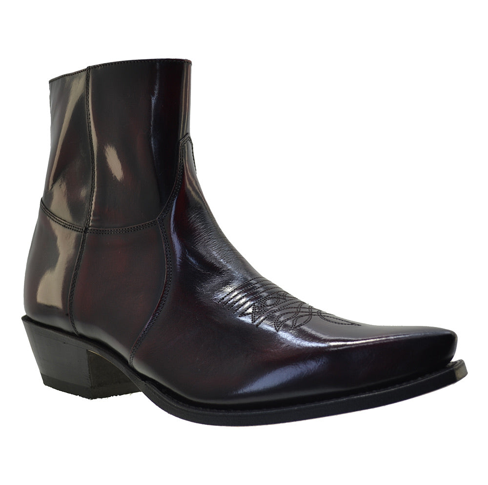 Men's Cowboy Boots Sendra 7826W Fuchsia Leather Cuban Heel