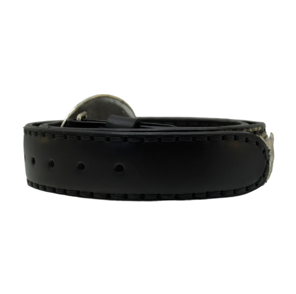 Men's Belt Sendra 512 Black Leather Natural Python Skin Toro Buckle