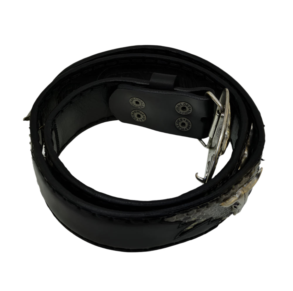 Men's Belt Sendra 512 Black Leather Natural Python Skin Toro Buckle