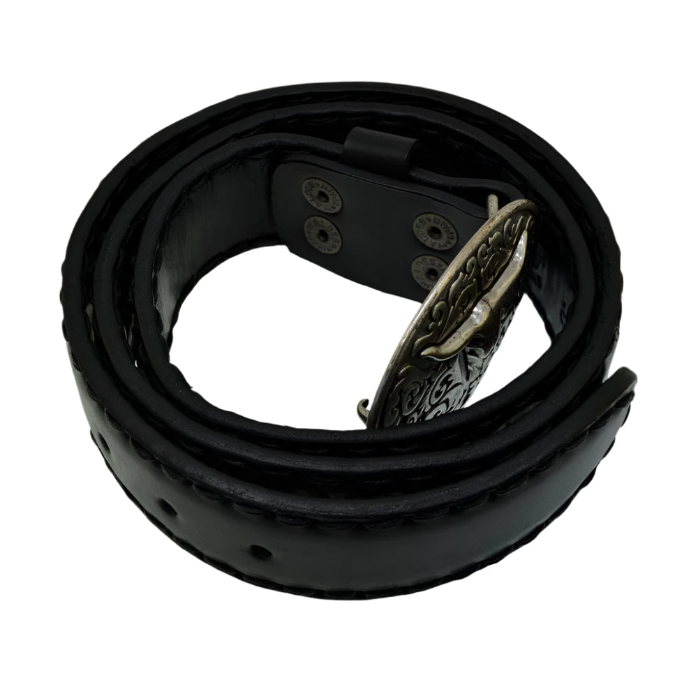 Men's Belt Sendra 8322 Black Leather Natural Python Skin Toro Buckle