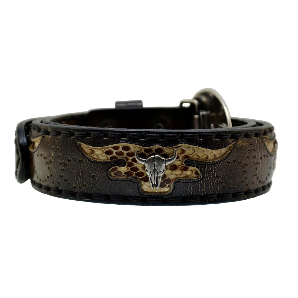Men's Belt Sendra 8322 Brown Leather Python Skin