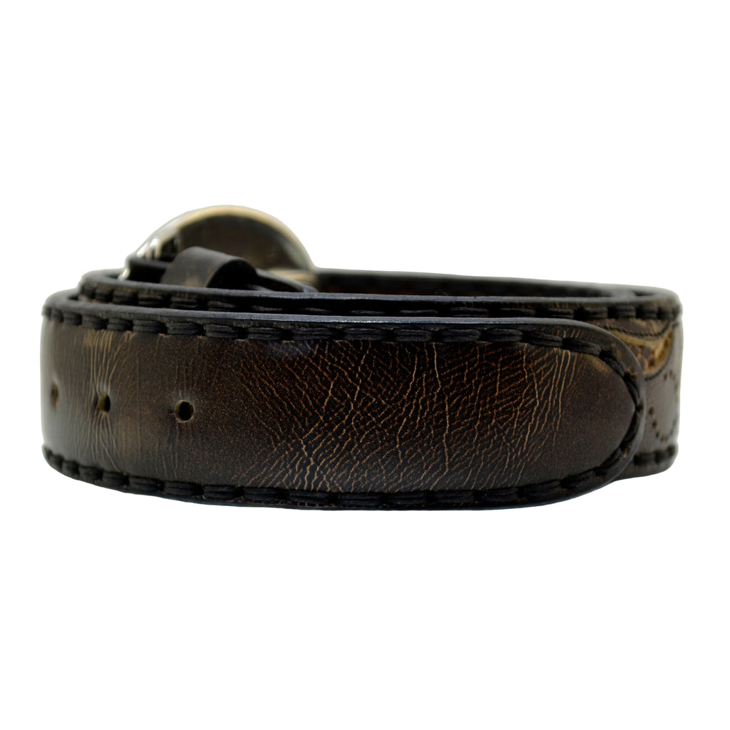 Men's Belt Sendra 8322 Brown Leather Python Skin