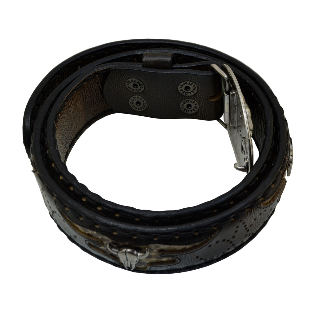 Men's Belt Sendra 8322 Brown Leather Python Skin