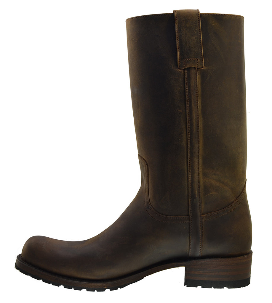 Sendra 3165 Crazyhorse Leather Round Toe Pull up Mid Calf Biker Boots