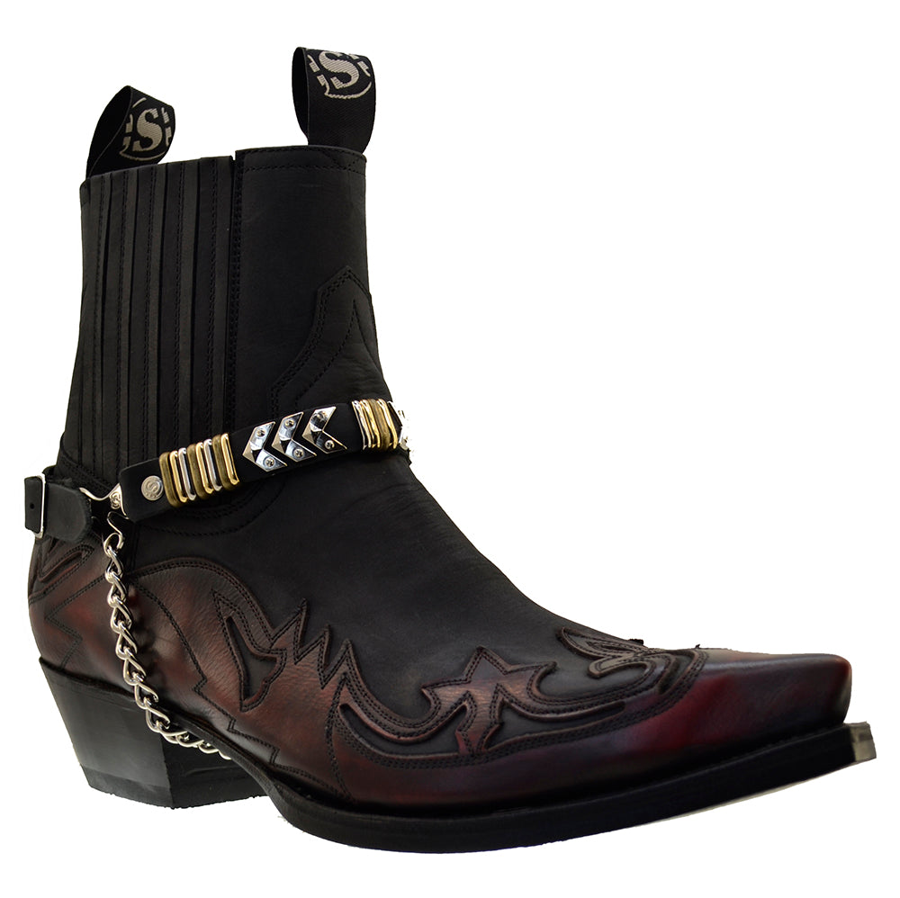 Sendra Men's Shoes 4660 Red Black Ankle Cowboy Boots