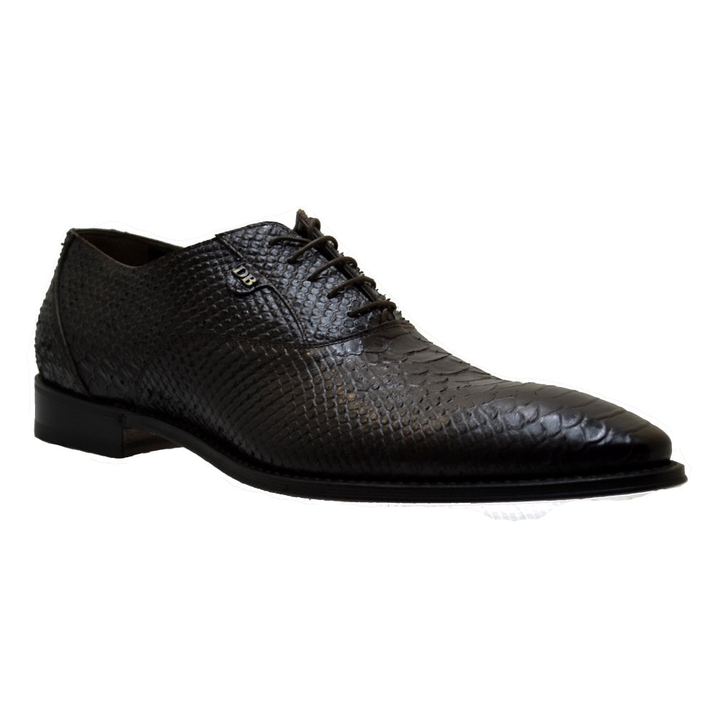 Dino Bigioni Men's Shoes 10755 Brown Leather Print Python Formal Dress Lace up Shoes