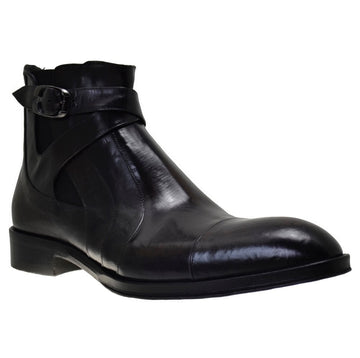 Italian Men's Shoes Jo Ghost 1284 Black Leather Ankle Chelsea Boots