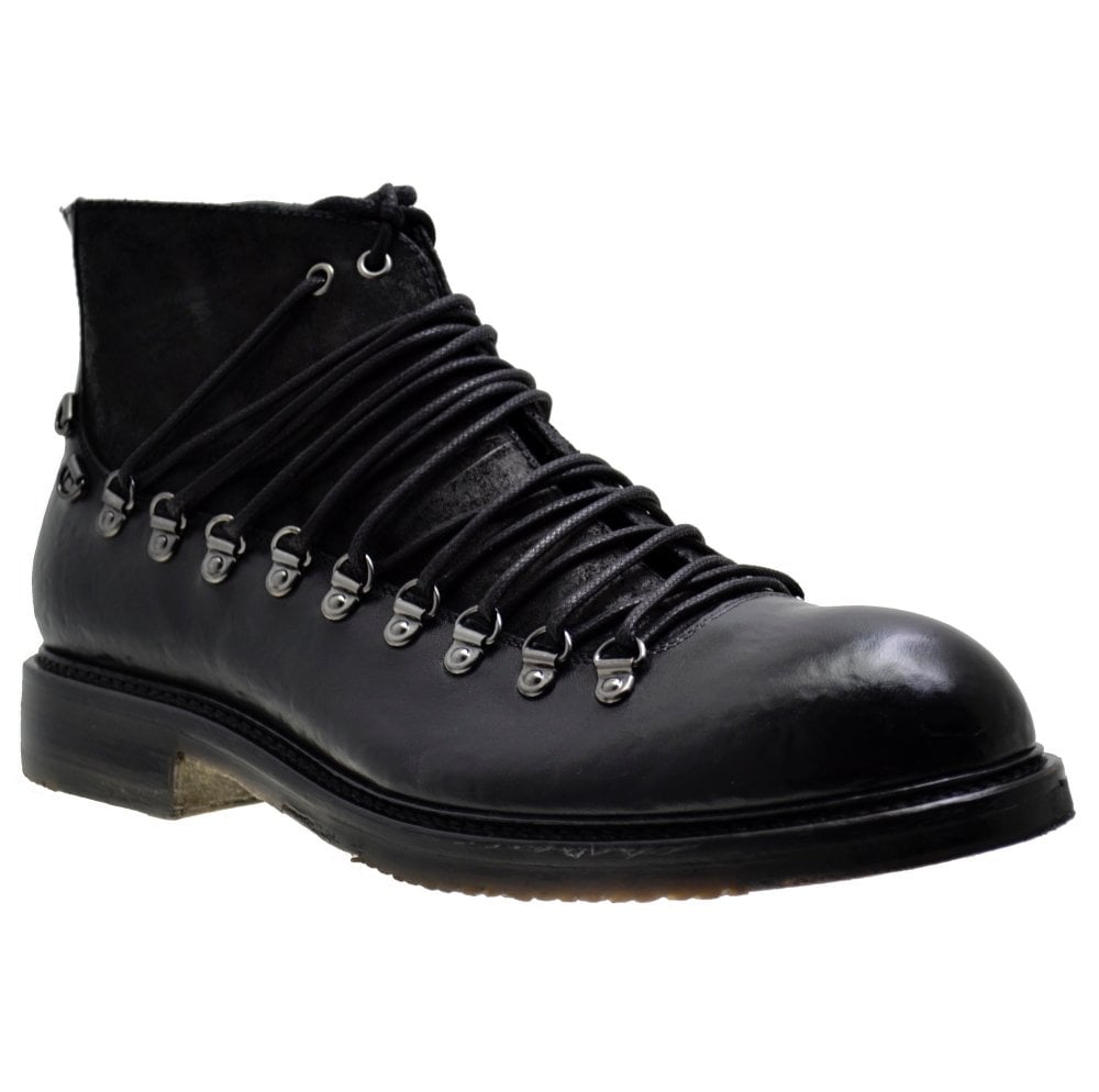 Italian Men's Shoes Jo Ghost 1357 Black Leather Low Ankle Desert Boots