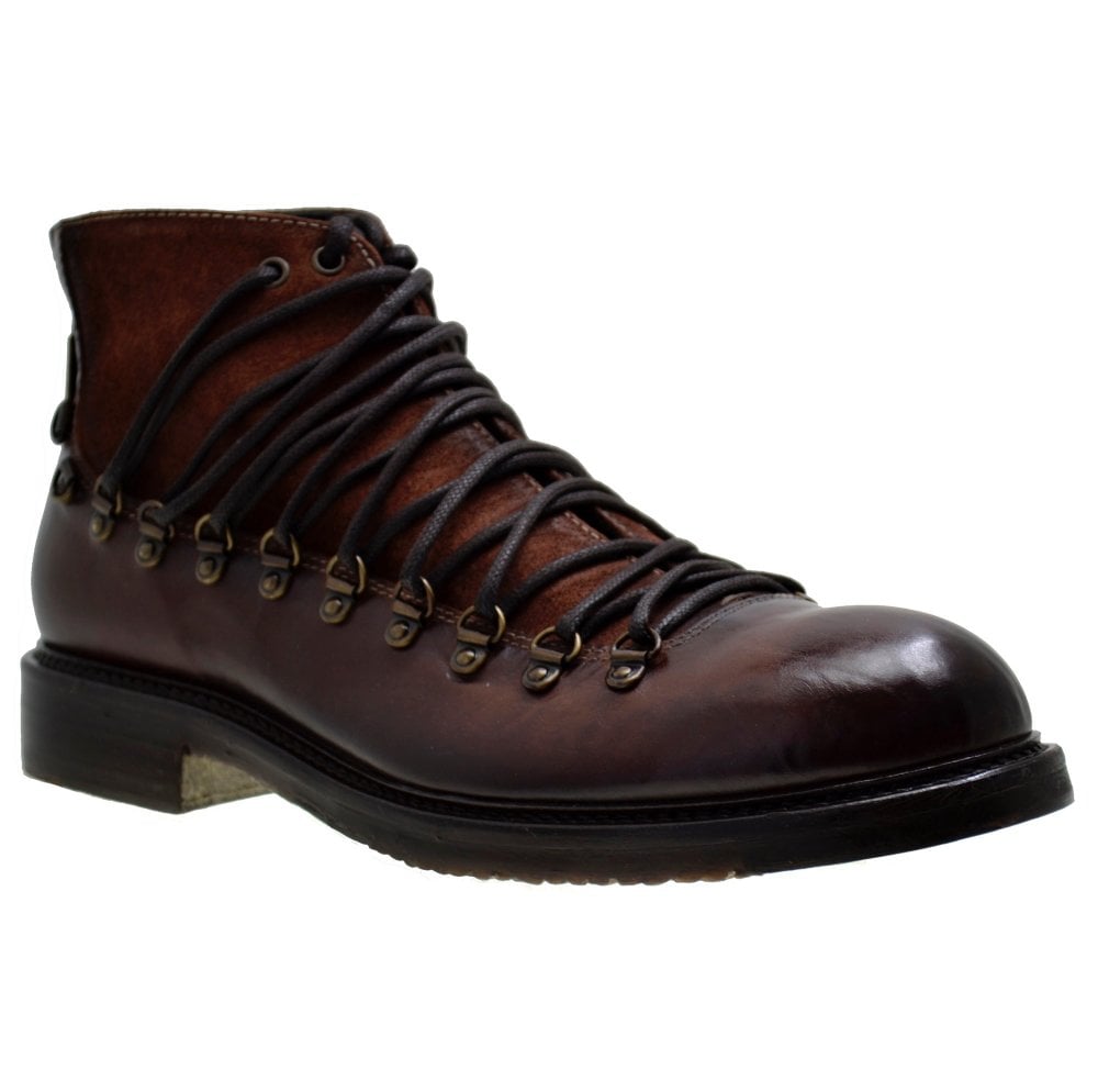 Men's Italian Shoes Jo Ghost 1357 Brown leather Hiker Boots