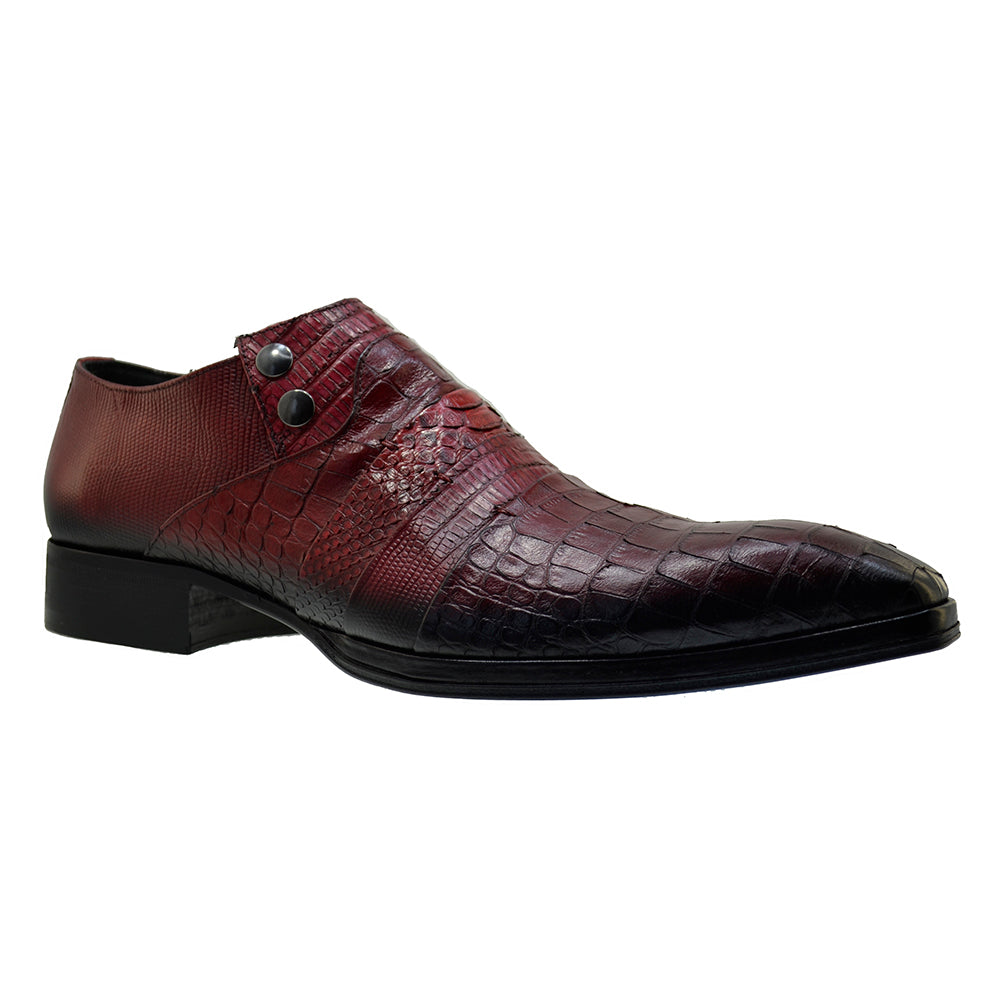 Italian Men's Shoes Jo Ghost 1831 Red Leather Print Crocodile Dress Shoes