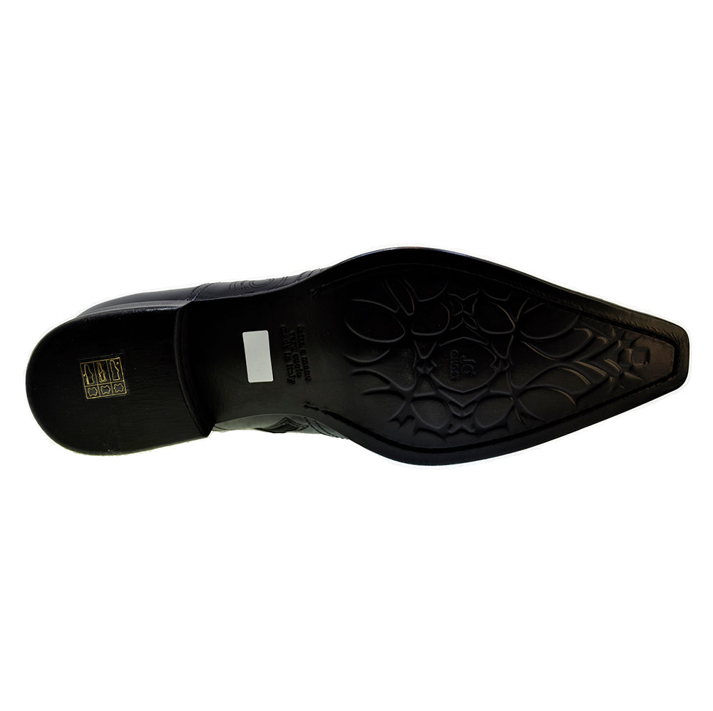 Men's Italian Shoes Jo Ghost 2376 Black Leather Embroidery Dress Shoes