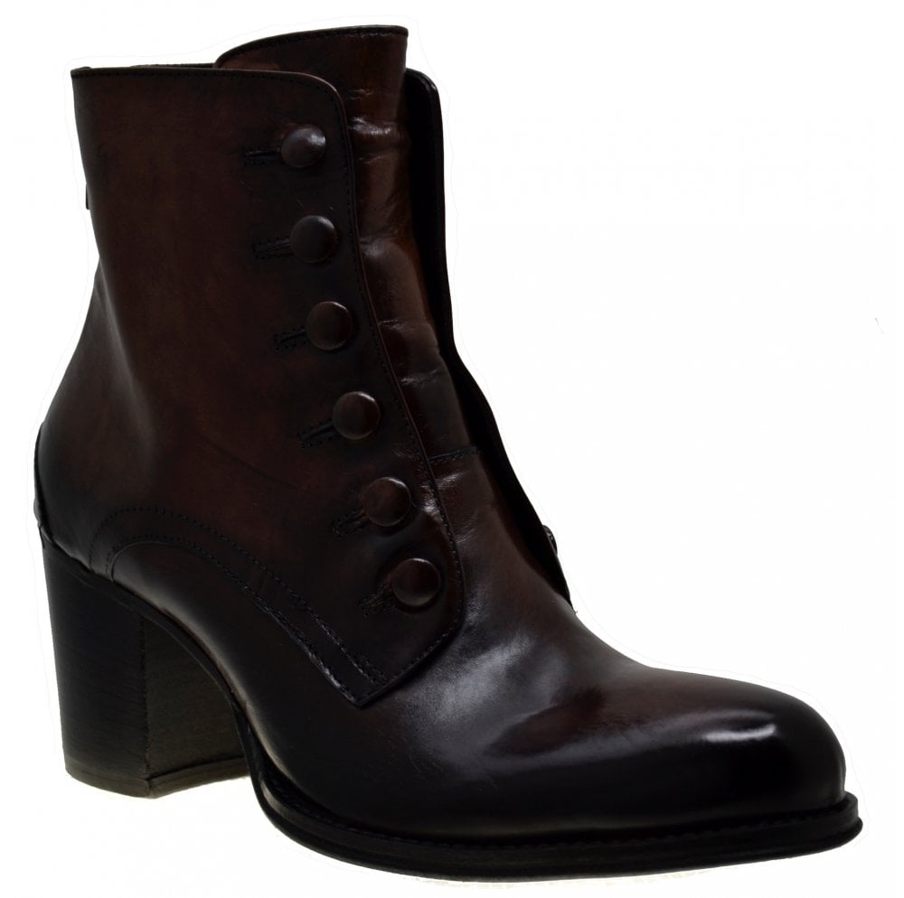 Women's Italian Shoes Jo Ghost 3082 Brown Leather Chelsea Boots