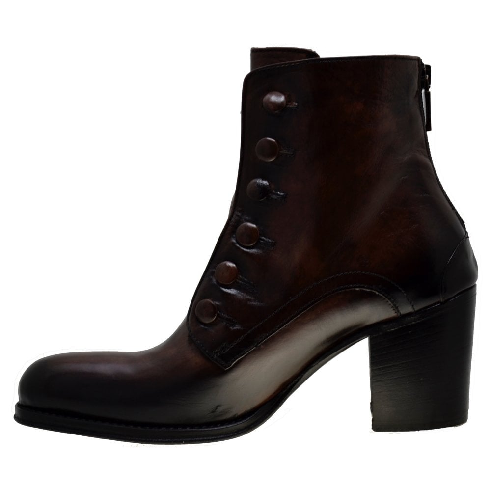 Women's Italian Shoes Jo Ghost 3082 Brown Leather Chelsea Boots