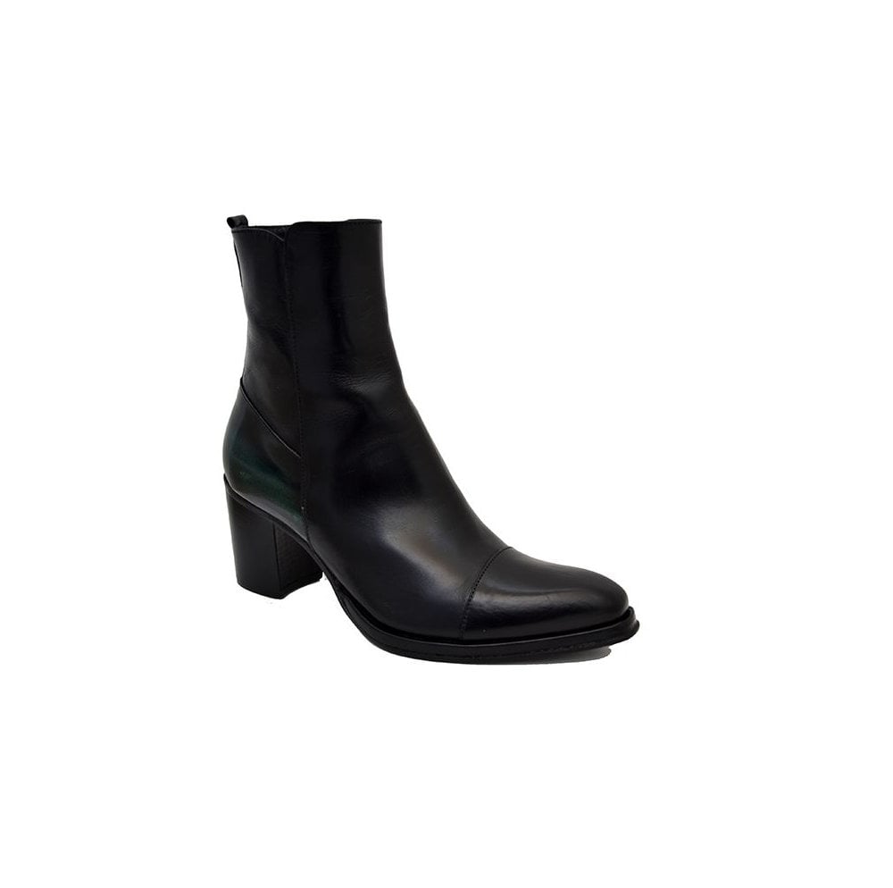 Women's Italian Shoes Jo Ghost 3086 Black Leather Chelsea Boots