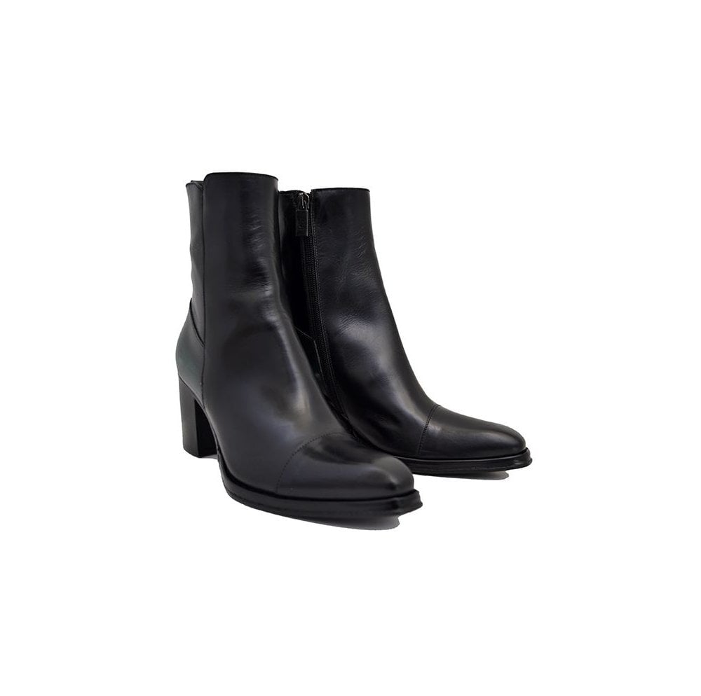 Women's Italian Shoes Jo Ghost 3086 Black Leather Chelsea Boots