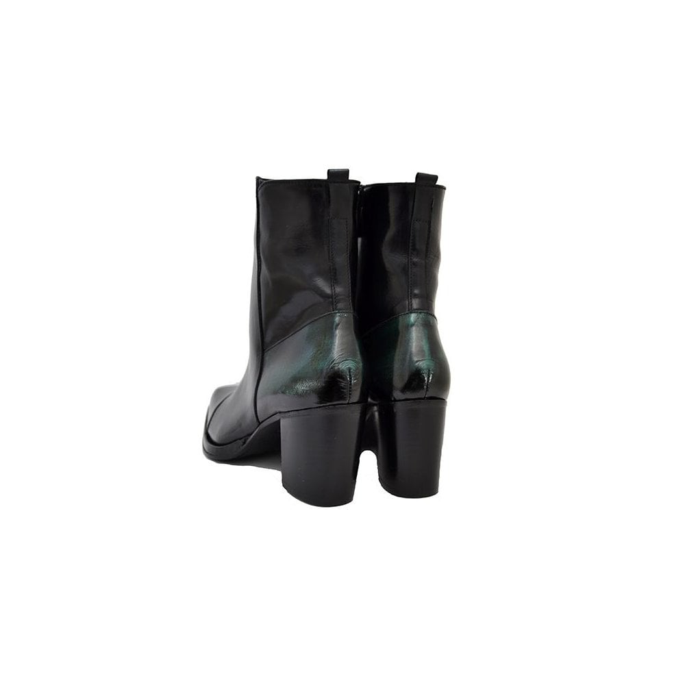 Women's Italian Shoes Jo Ghost 3086 Black Leather Chelsea Boots