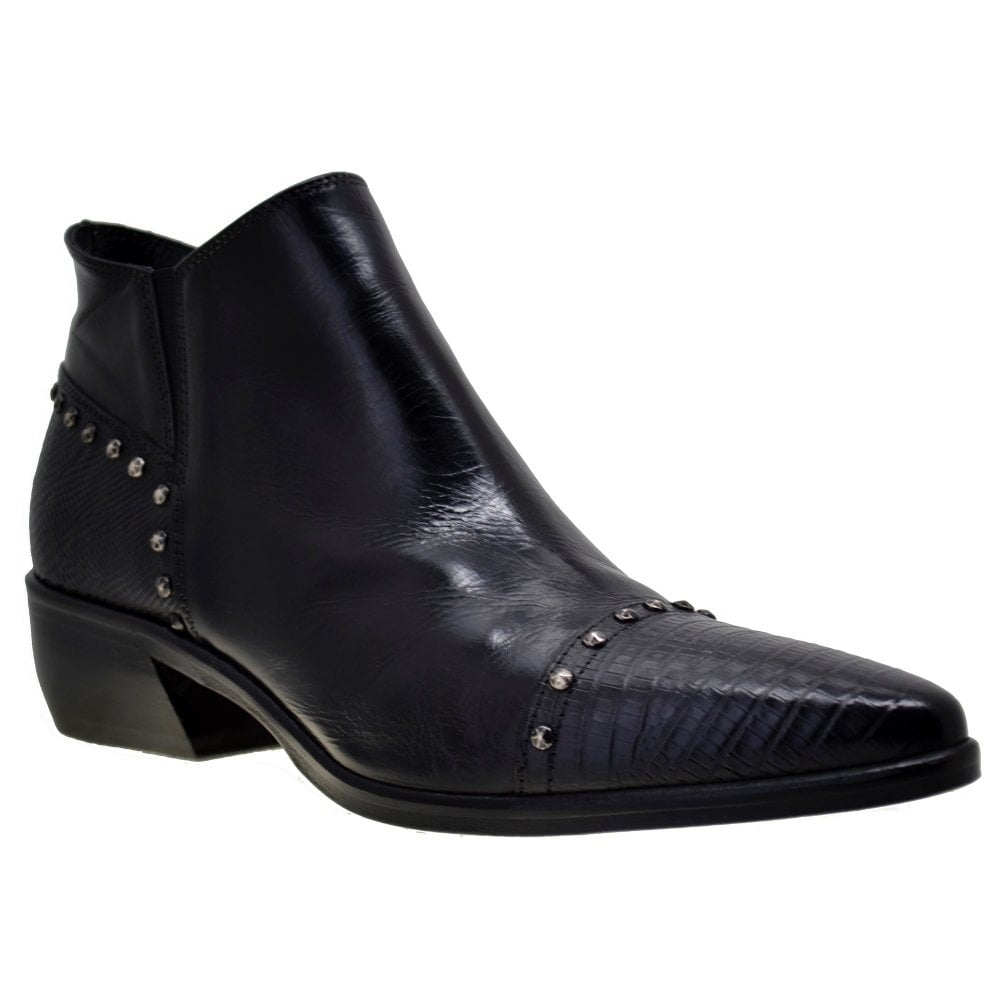 Italian Women's Shoes Jo Ghost 3111 Black Leather Dress Ankle Boots