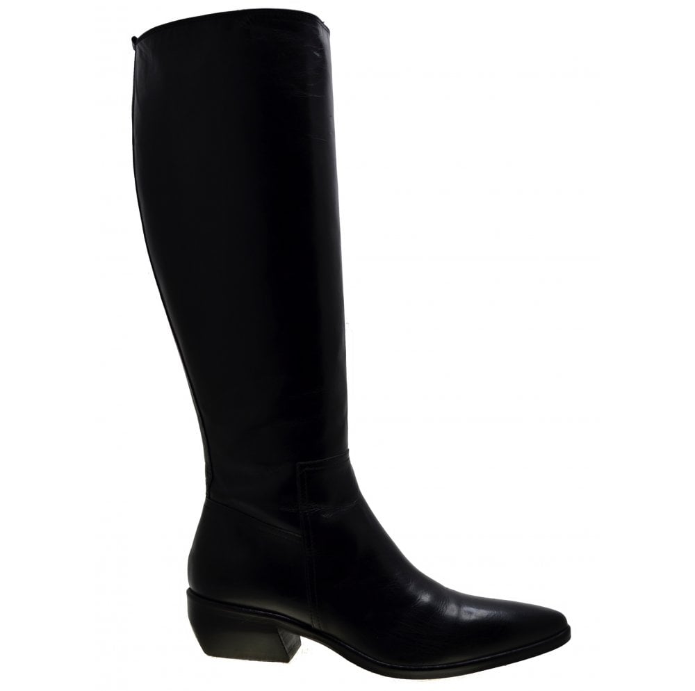 Women's Italian Shoes Jo Ghost 3114 Black Leather Knee High Boots