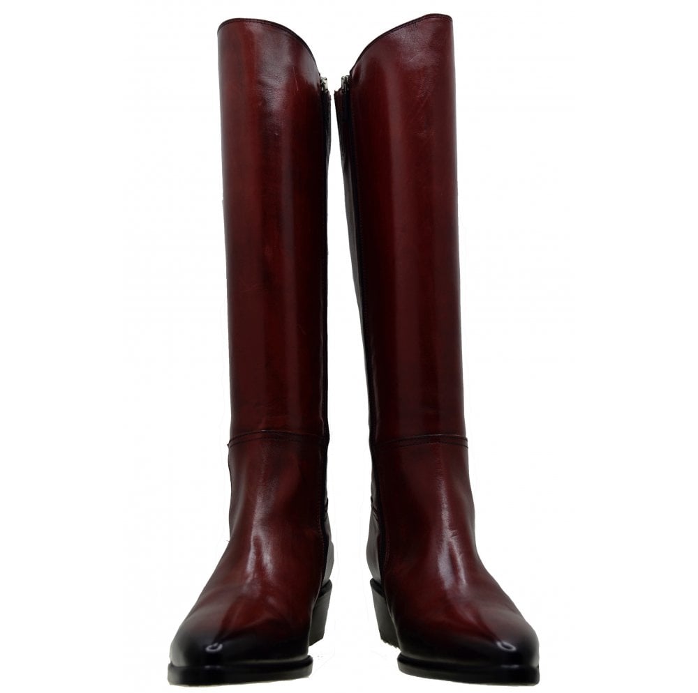Italian Women's Shoes Jo Ghost 3114 Red Leather Formal Knee High Boots