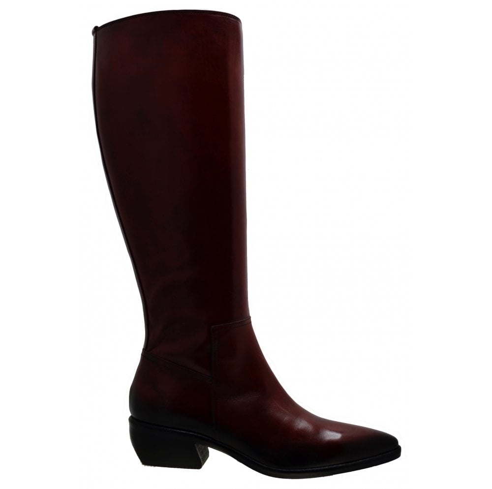 Women's Italian Shoes Jo Ghost 3114 Red Leather Knee High Boots