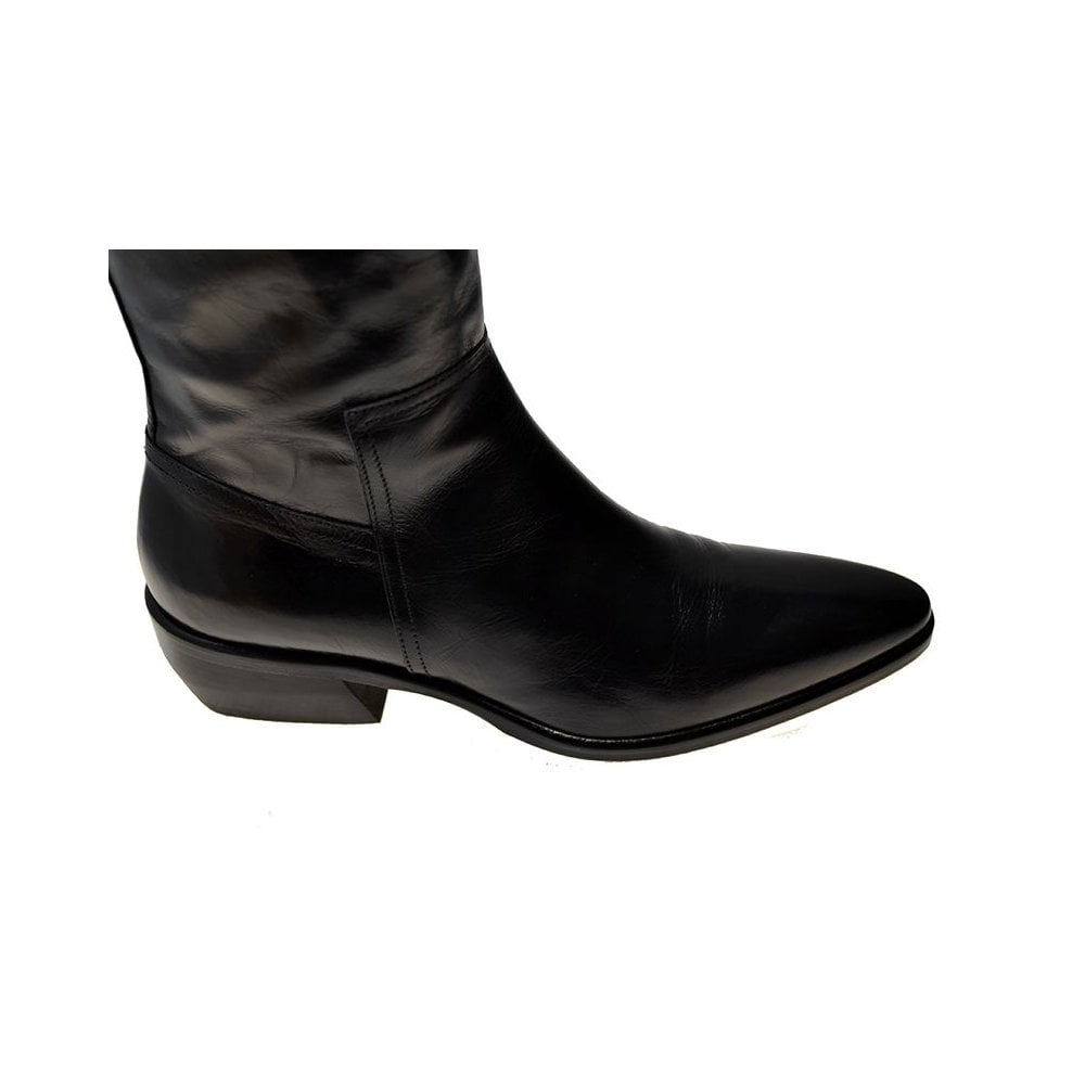 Women's Italian Shoes Jo Ghost 3114 Black Leather Knee High Boots