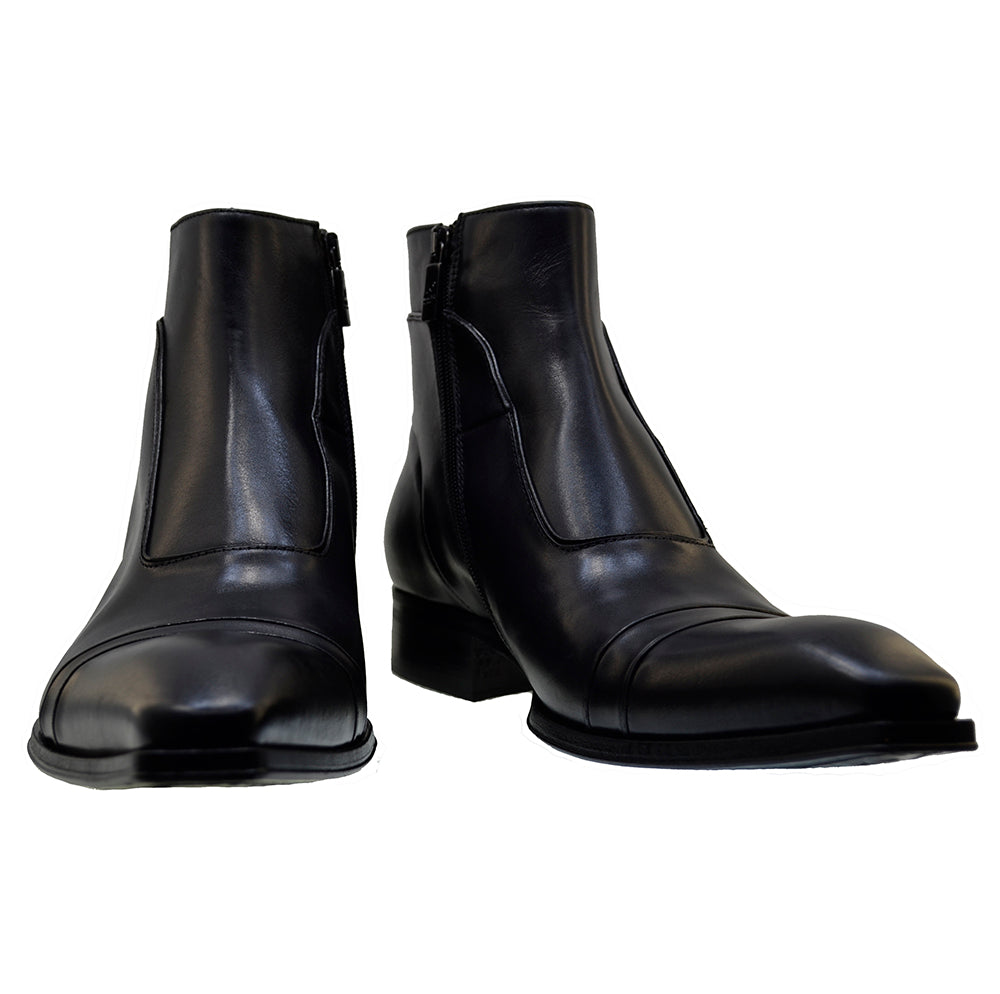Italian Men's Shoes Jo Ghost 3239 Black Calf Leather Dress Ankle Boots