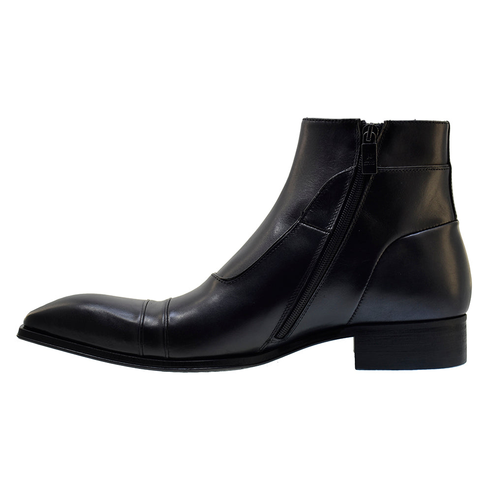 Italian Men's Shoes Jo Ghost 3239 Black Calf Leather Dress Ankle Boots