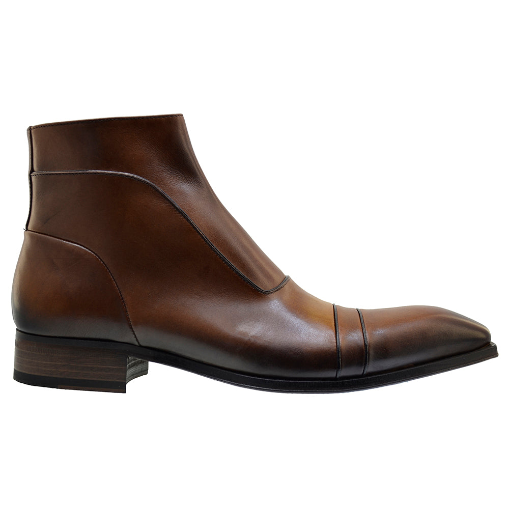Men's Italian Shoes Jo Ghost 3239 Brown Leather Formal Ankle Boots