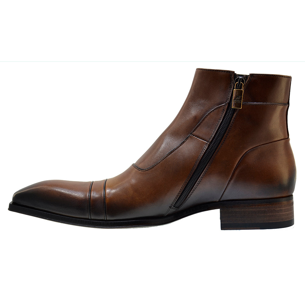Men's Italian Shoes Jo Ghost 3239 Brown Leather Formal Ankle Boots