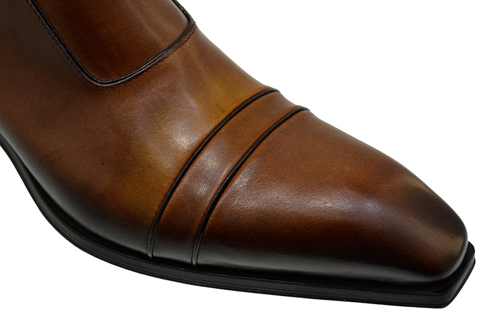 Men's Italian Shoes Jo Ghost 3239 Brown Leather Formal Ankle Boots