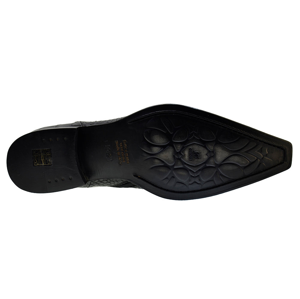 Italian Men's Shoes Jo Ghost 3239CR Black Calf Skin Print crocodile Dress Ankle Boots