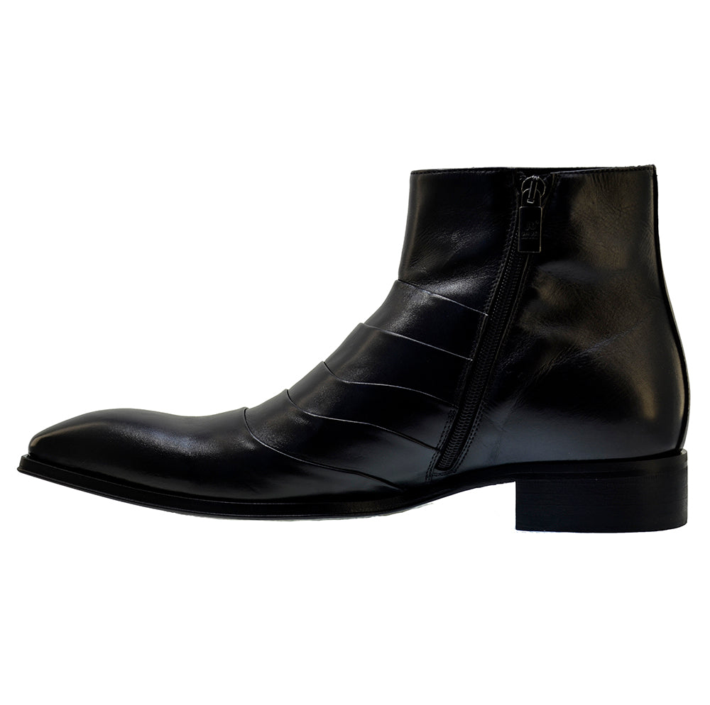 Men's Italian Shoes Jo Ghost 3242 Black Leather Formal Ankle Boots