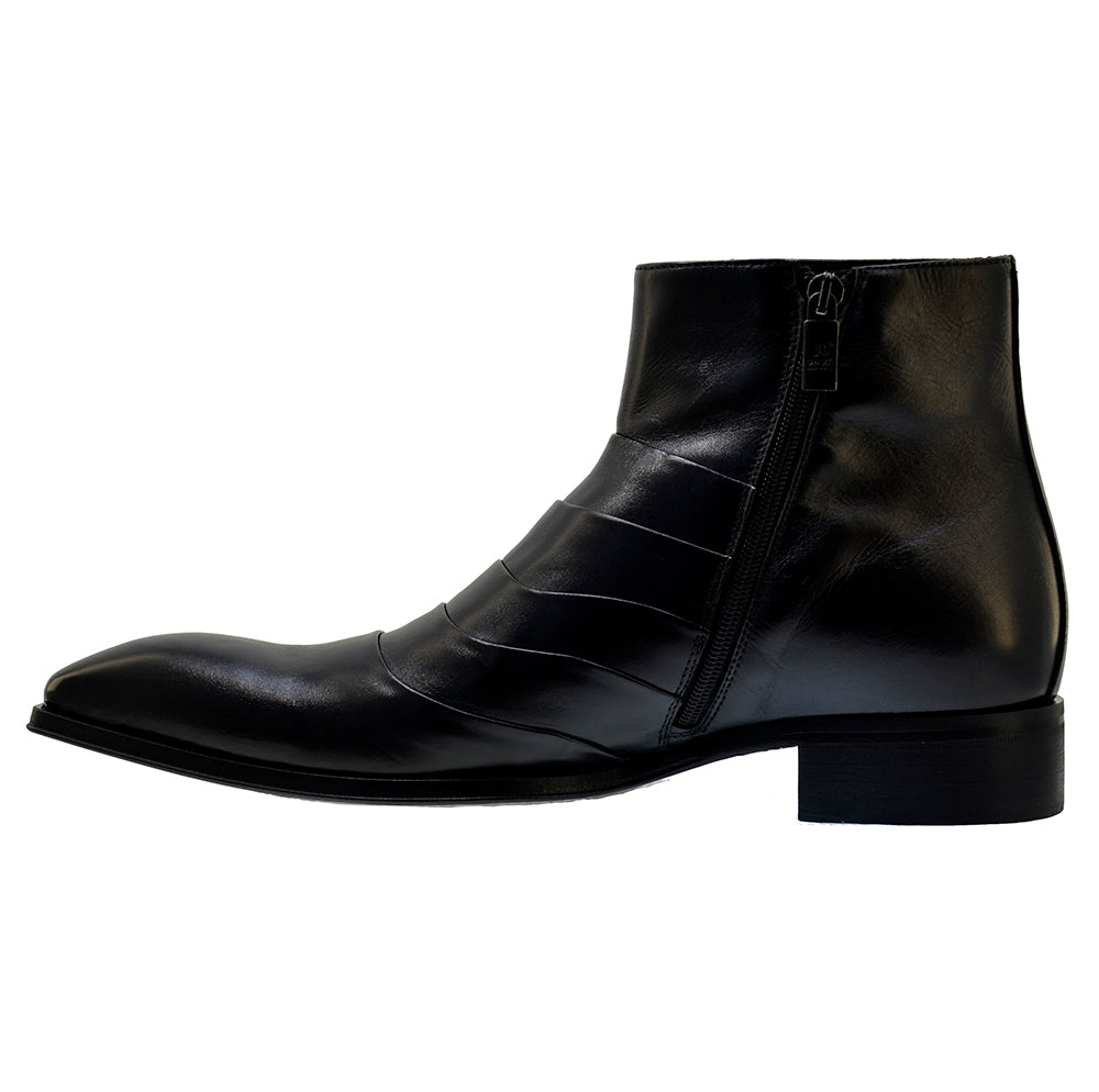 Italian Men's Shoes Jo Ghost Italy 3242 Black Leather Calf Skin Dress Ankle Boots