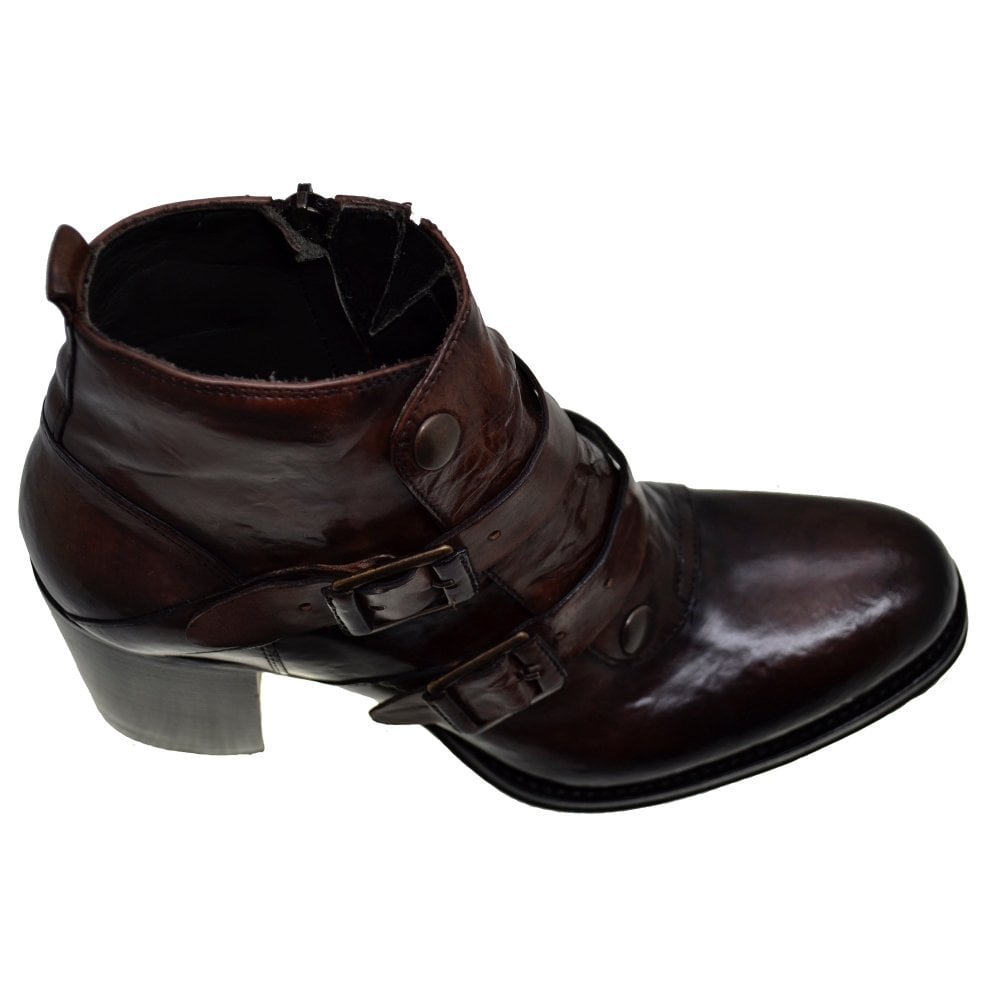 Women's Italian Shoes Jo Ghost 326 Brown Leather Chelsea Boots