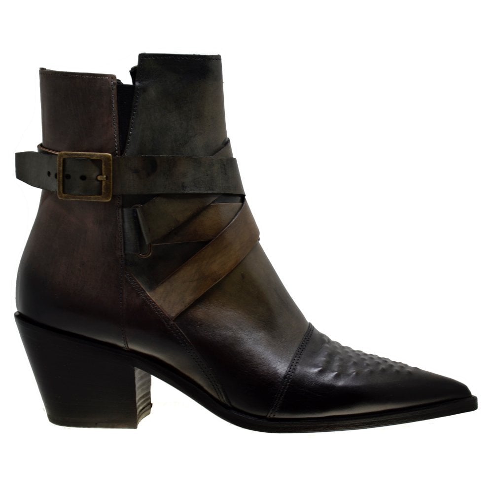 Women's Italian Shoes Jo Ghost 3738 Moscato Leather Pointed Ankle Boots
