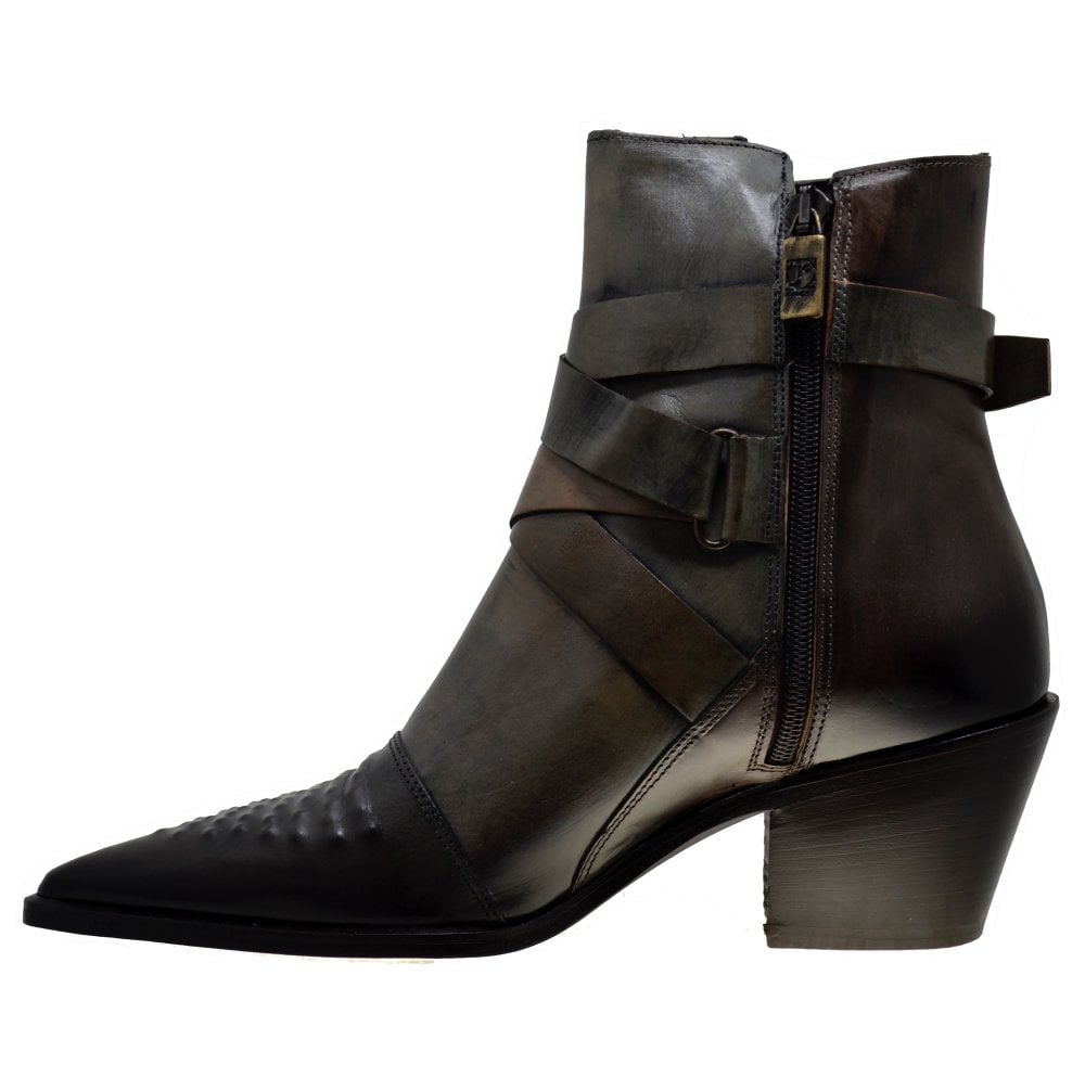 Women's Italian Shoes Jo Ghost 3738 Moscato Leather Pointed Ankle Boots