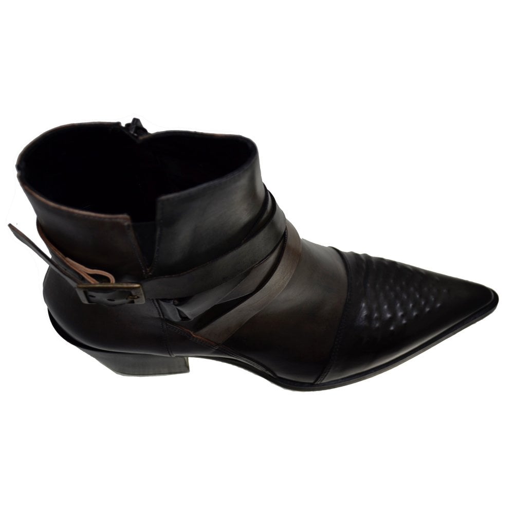 Women's Italian Shoes Jo Ghost 3738 Moscato Leather Pointed Ankle Boots