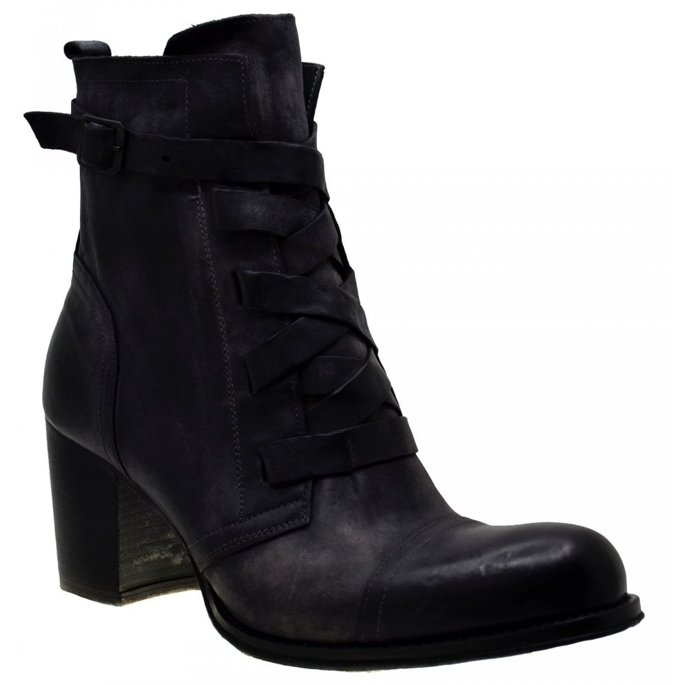 Women's Italian Shoes Jo Ghost 3760 Black Leather Ankle Boots