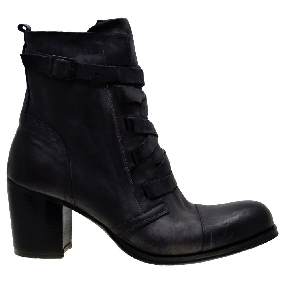 Women's Italian Shoes Jo Ghost 3760 Black Leather Ankle Boots