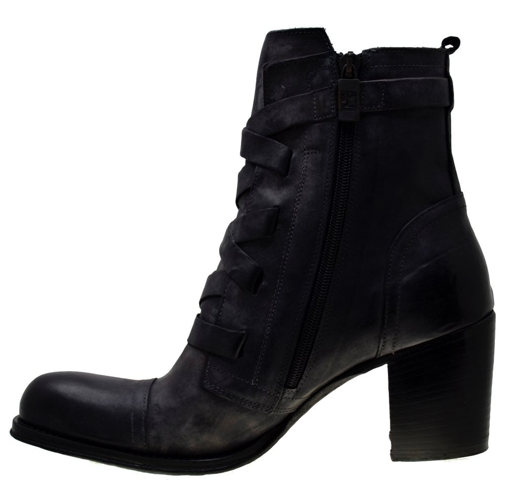 Women's Italian Shoes Jo Ghost 3760 Black Leather Ankle Boots
