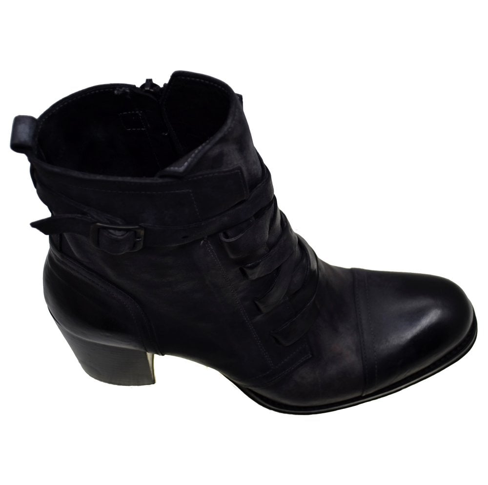 Women's Italian Shoes Jo Ghost 3760 Black Leather Ankle Boots