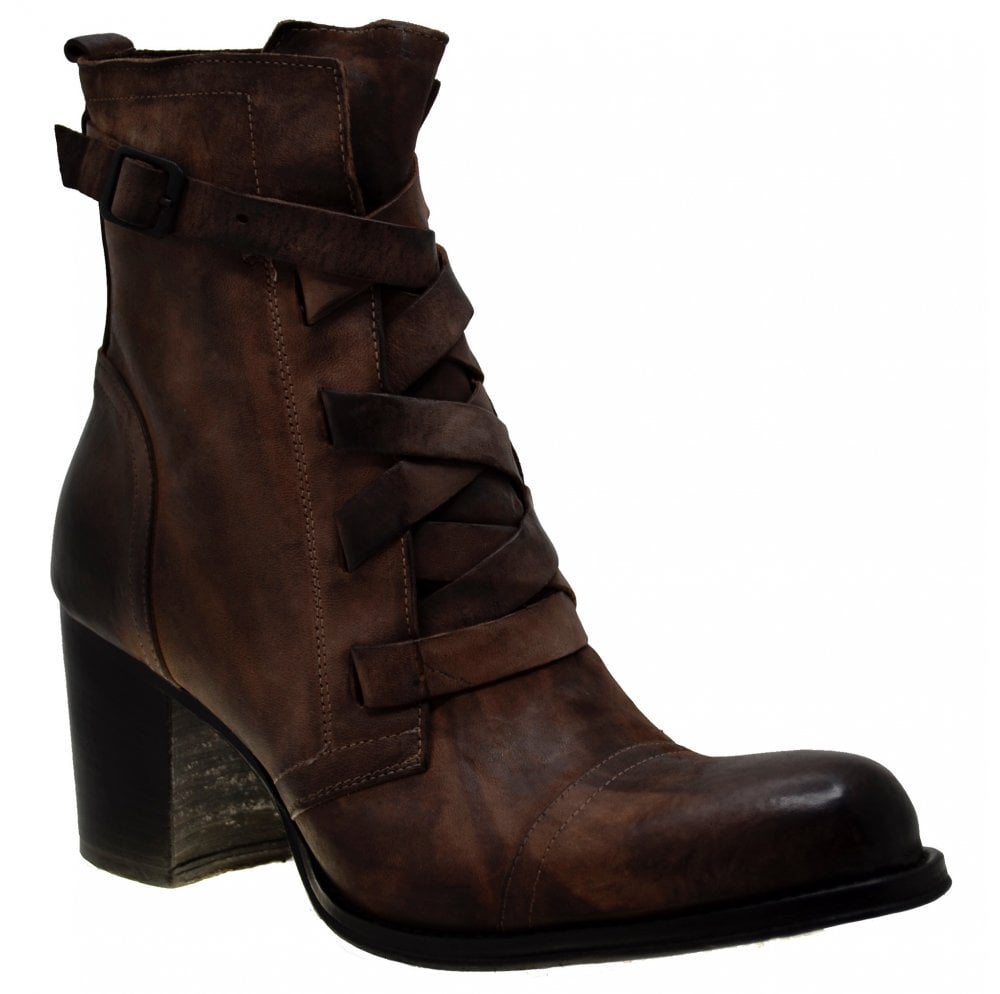 Women's Italian Shoes Jo Ghost 3760 Brown Leather Ankle Boots