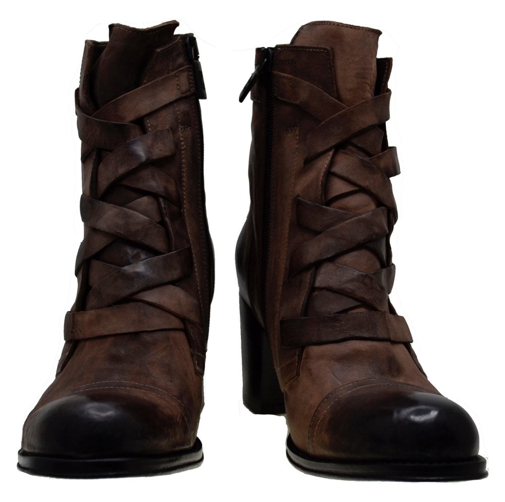 Women's Italian Shoes Jo Ghost 3760 Brown Leather Ankle Boots