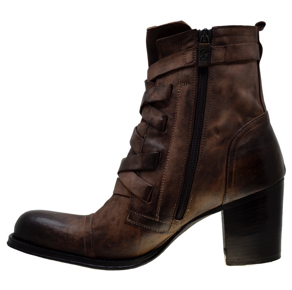 Women's Italian Shoes Jo Ghost 3760 Brown Leather Ankle Boots
