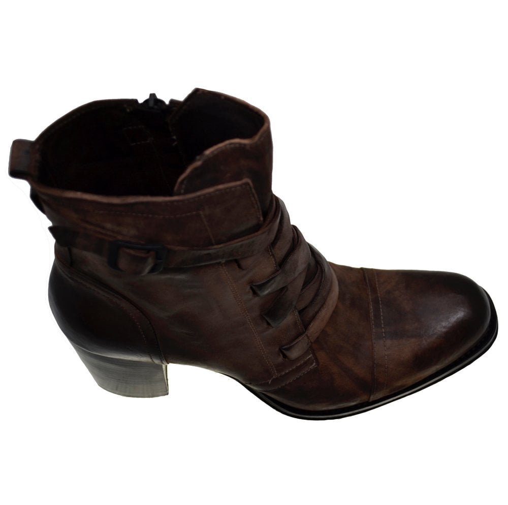 Women's Italian Shoes Jo Ghost 3760 Brown Leather Ankle Boots