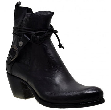Women's Italian Shoes Jo Ghost 3764 Black Leather Ankle Boots