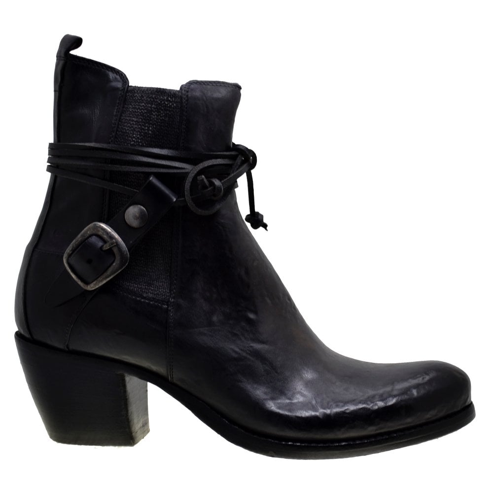 Women's Italian Shoes Jo Ghost 3764 Black Leather Ankle Boots