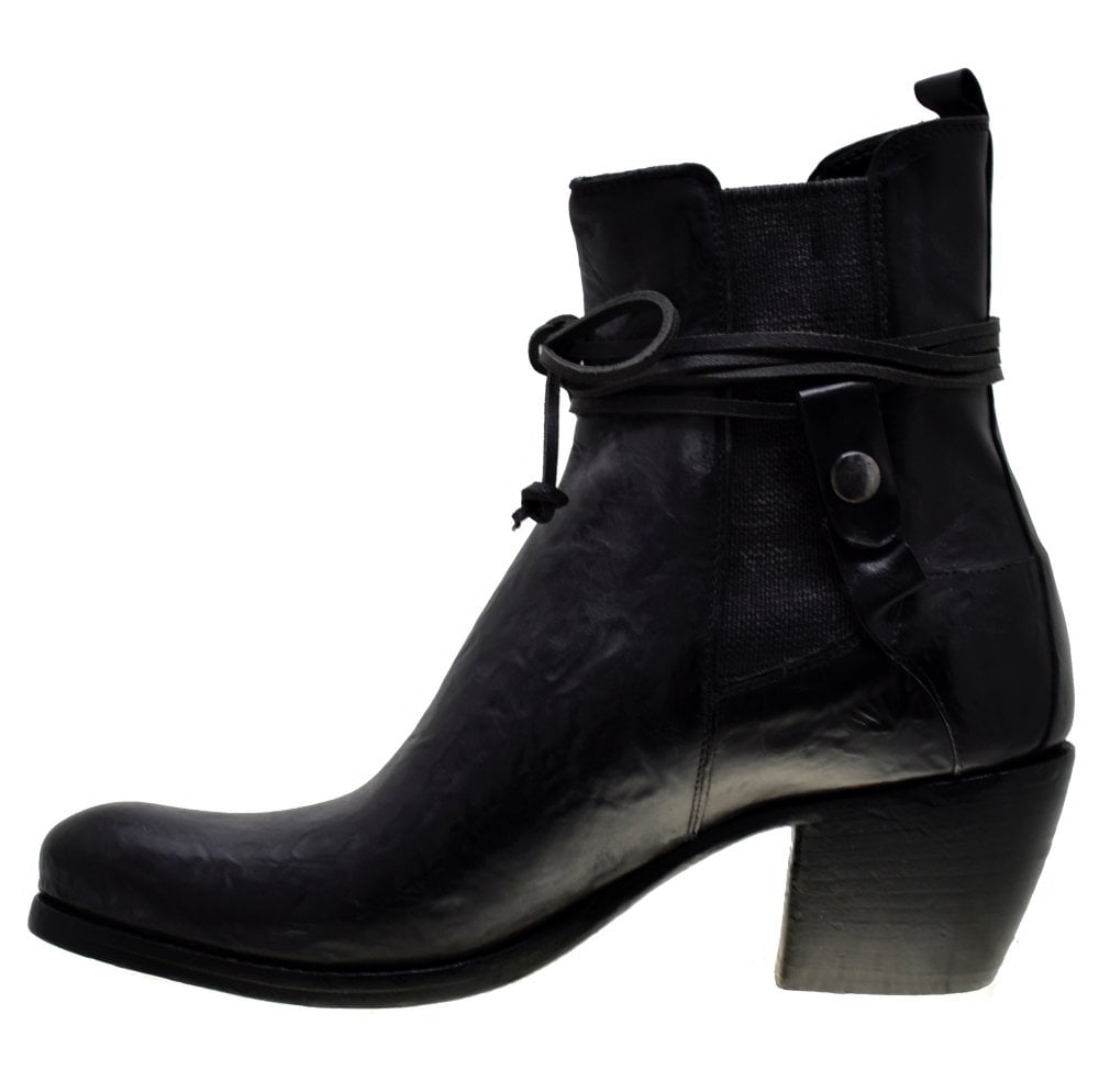 Women's Italian Shoes Jo Ghost 3764 Black Leather Ankle Boots