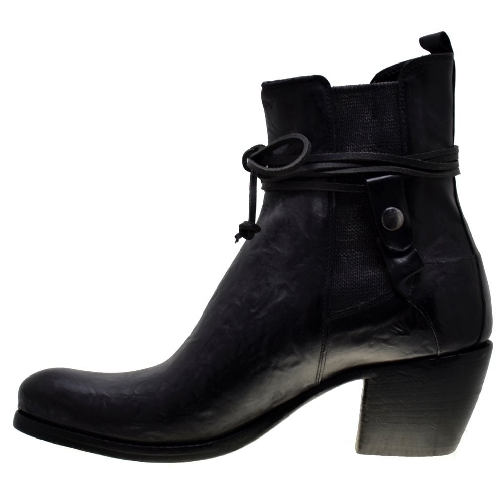 Italian Women's Shoes Jo Ghost 3764 Black Leather Ankle Chelsea Boots