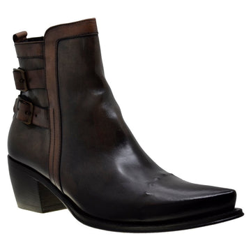 Women's Italian Shoes Jo Ghost 3842 Moscato Leather Pointed Buckle Boots